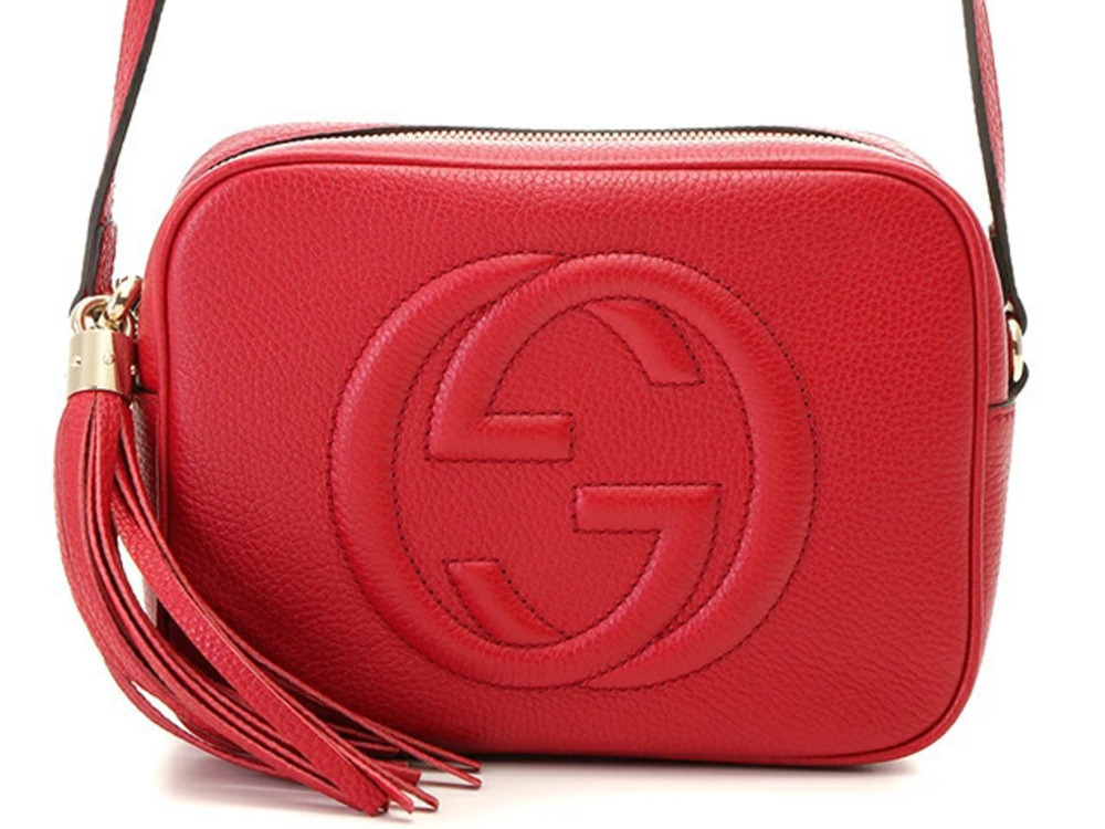 Gucci Interlocking G Sawhorse Mall Disco Bag Leather Red K